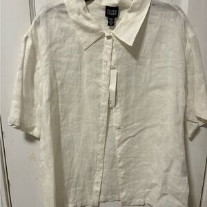 Eileen Fisher White Casual Button Down Shirt Relaxed Fit